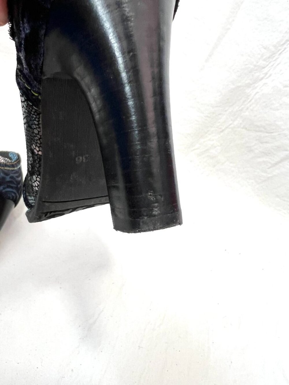 L'Artiste pumps high heels 36 6 womens Mazie navy blue floral metallic t bar - Picture 10 of 11